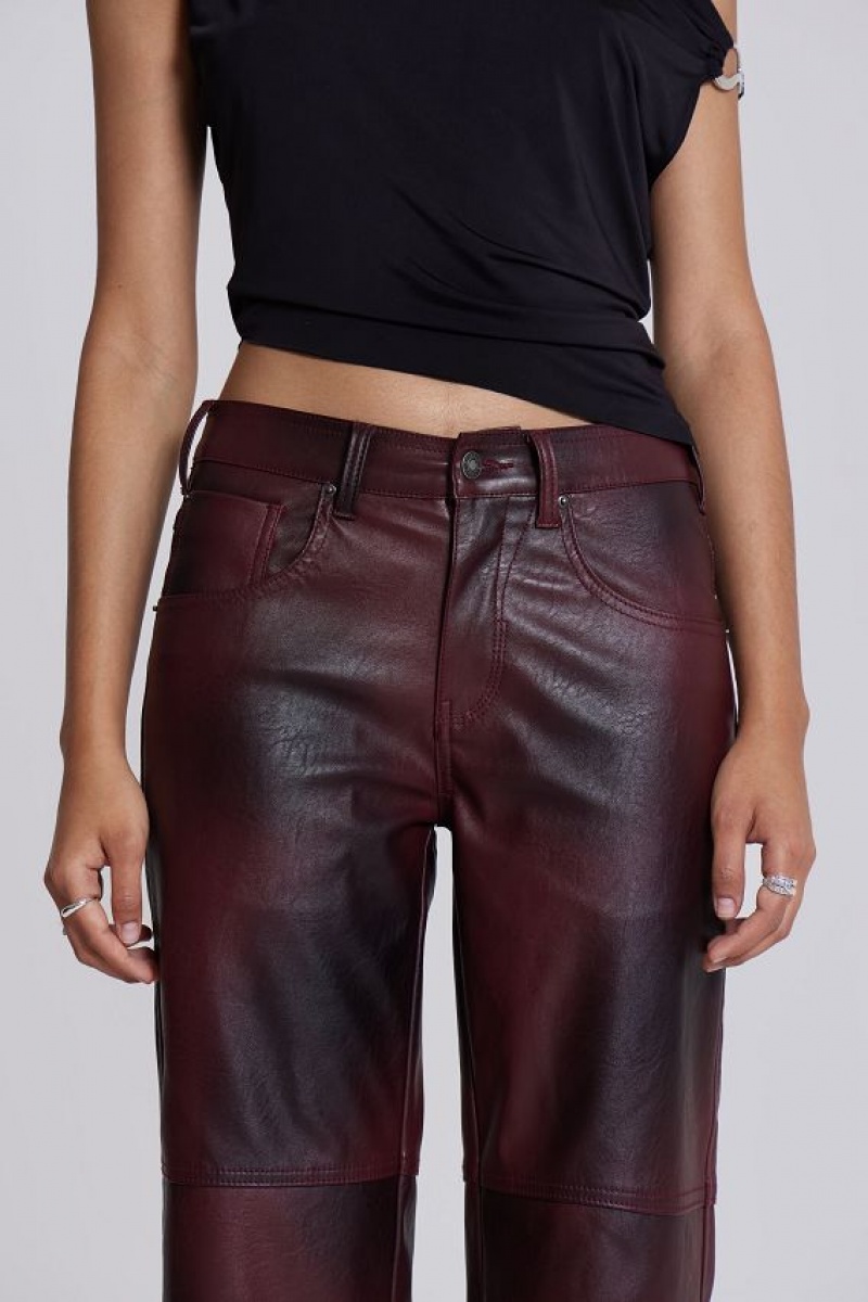 Jadedlondon Oxblood Faux Leather Pants | JADLDN24070