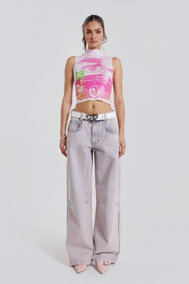 Jadedlondon Pink Wash Acid Colossus Baggy Jeans | JADLDN24423