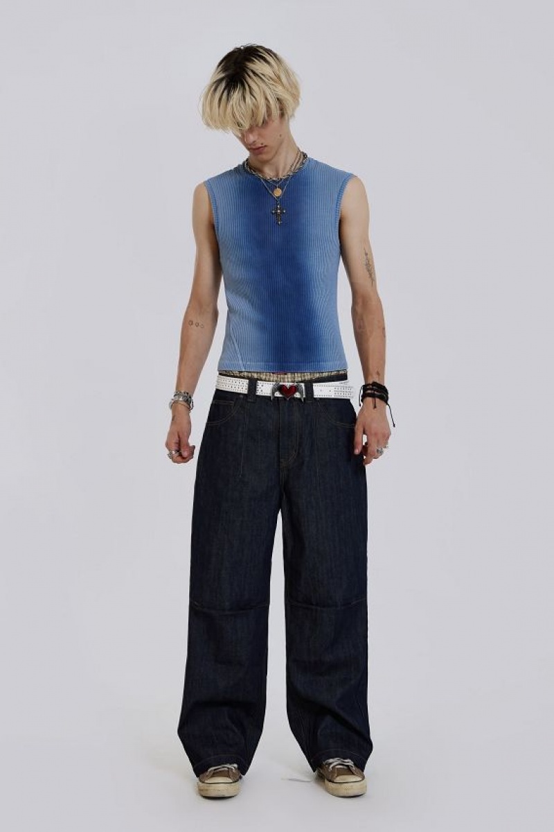 Jadedlondon Raw Blue Denim Razor Jeans | JADLDN24494