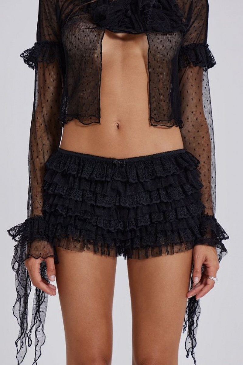 Jadedlondon Rhea Lace Bloomer Shorts In Black | JADLDN24153