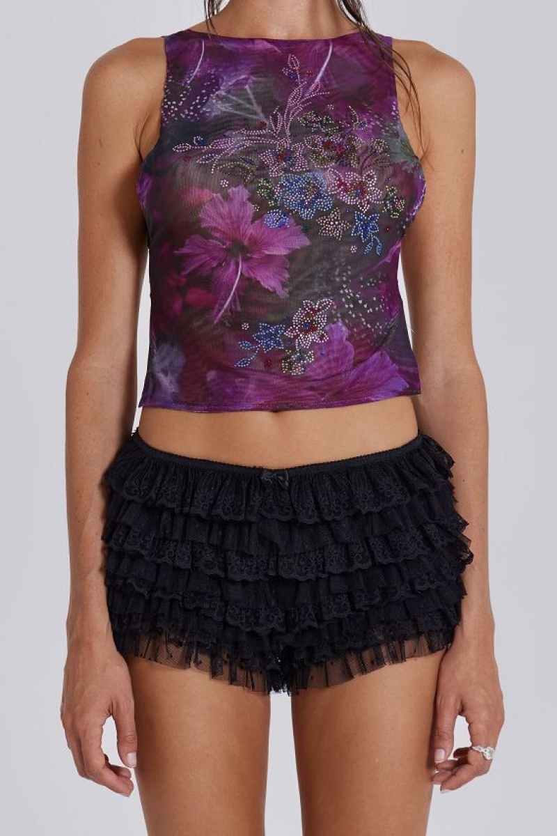 Jadedlondon Rhea Lace Bloomer Shorts In Black | JADLDN24153