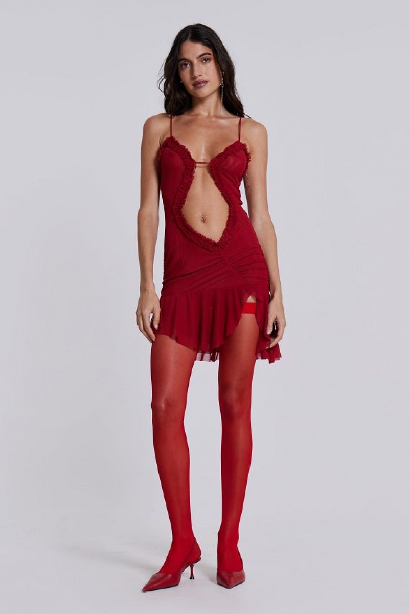 Jadedlondon Scarlett Red Mini Fatale Dress | JADLDN23806