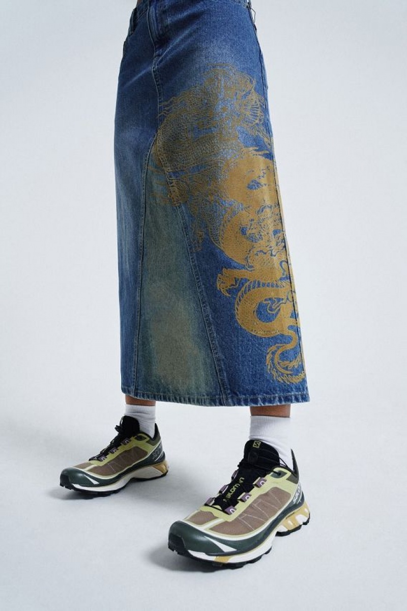 Jadedlondon Serpent Denim Slit Maxi Skirt | JADLDN24199