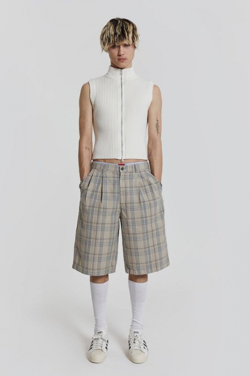 Jadedlondon Stone Check Fairway Shorts | JADLDN24563