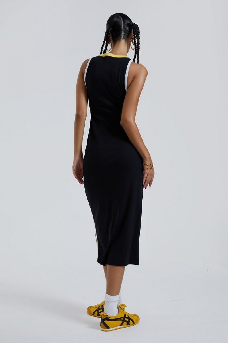 Jadedlondon Stripped Sleeveless Midi Dress With Zip Detail | JADLDN23807