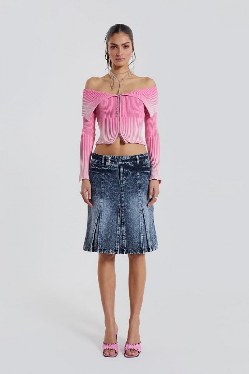 Jadedlondon The Hills Denim Midi Skirt | JADLDN24216