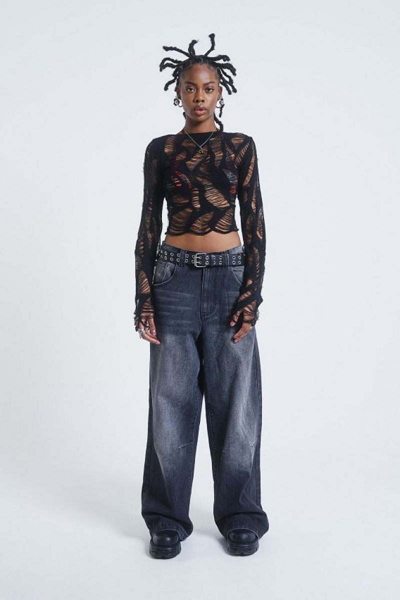 Jadedlondon Umbra In Distress Shredded Top | JADLDN23952