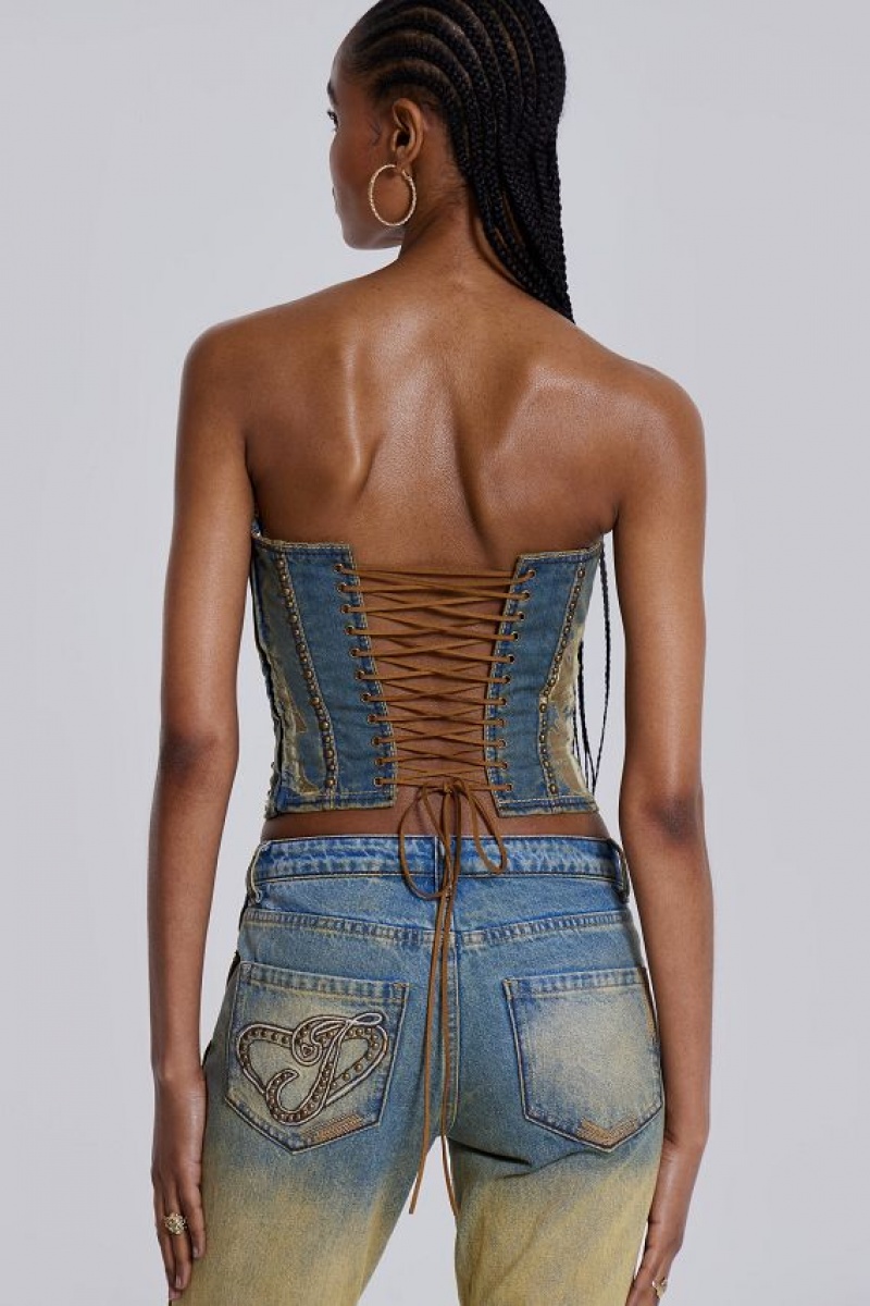 Jadedlondon Vega Denim Corset Top | JADLDN24054