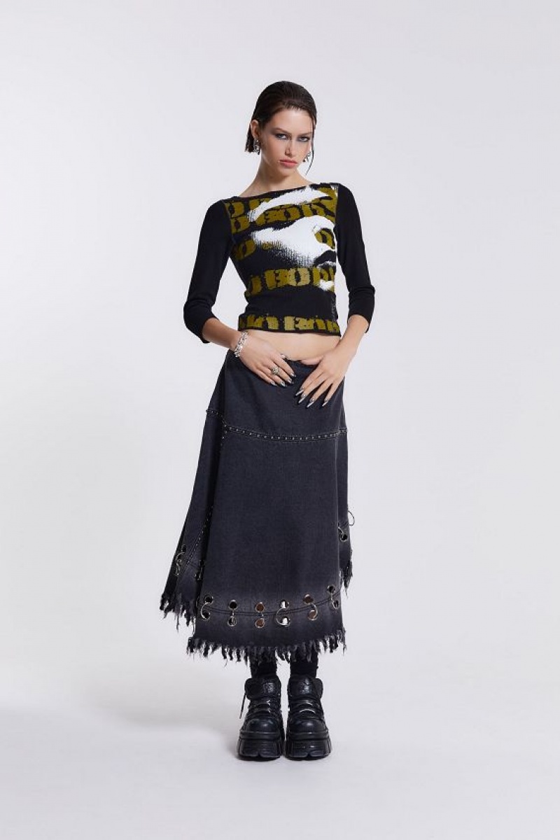 Jadedlondon Vendetta Denim Midi Skirt | JADLDN24215