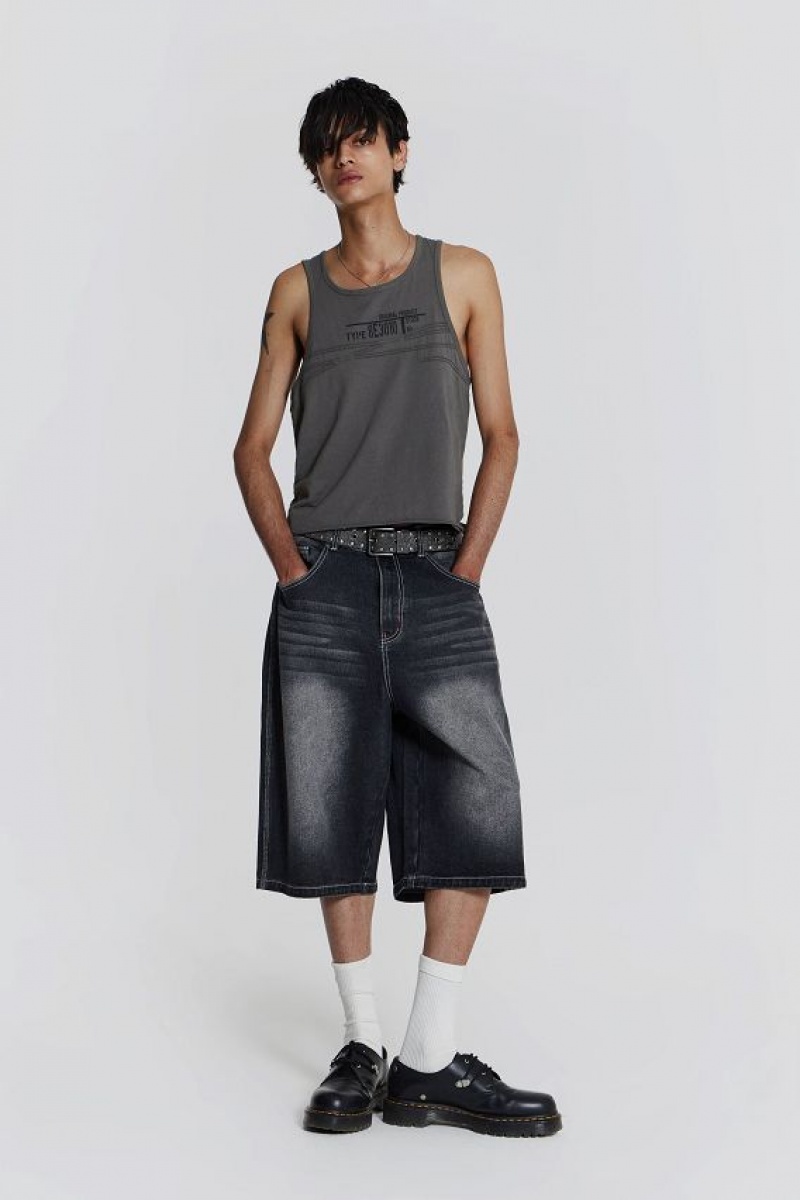 Jadedlondon Washed Black Jumbo Jorts | JADLDN24586