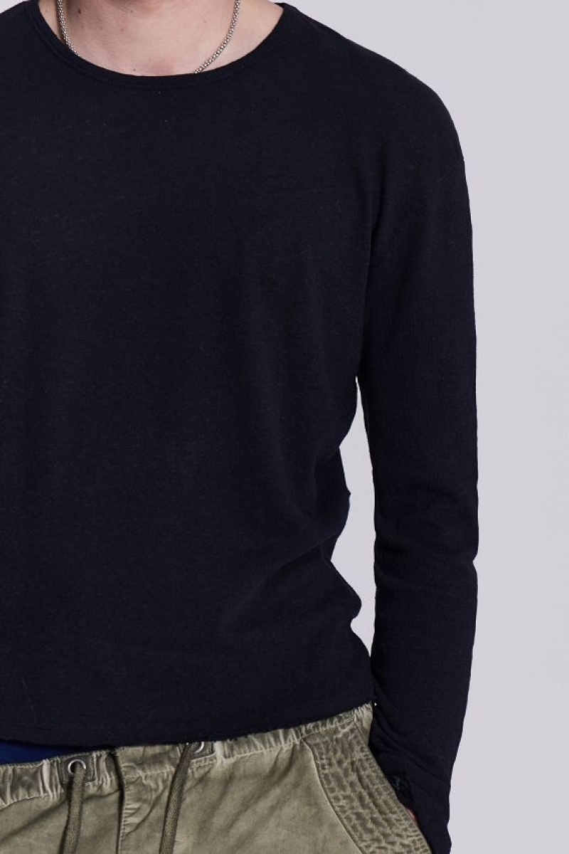 Jadedlondon Washed Black Long Sleeve Slub | JADLDN24643