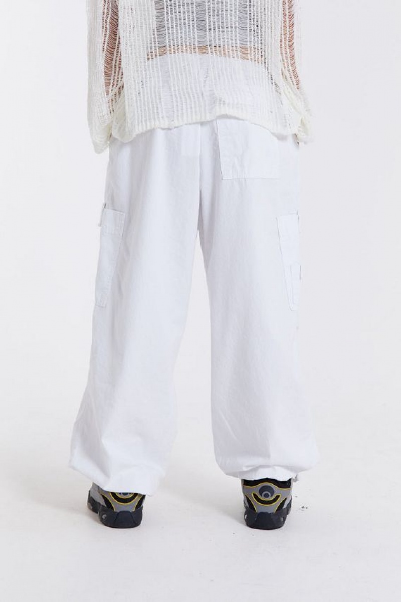 Jadedlondon White Parachute Cargo Pants | JADLDN24065