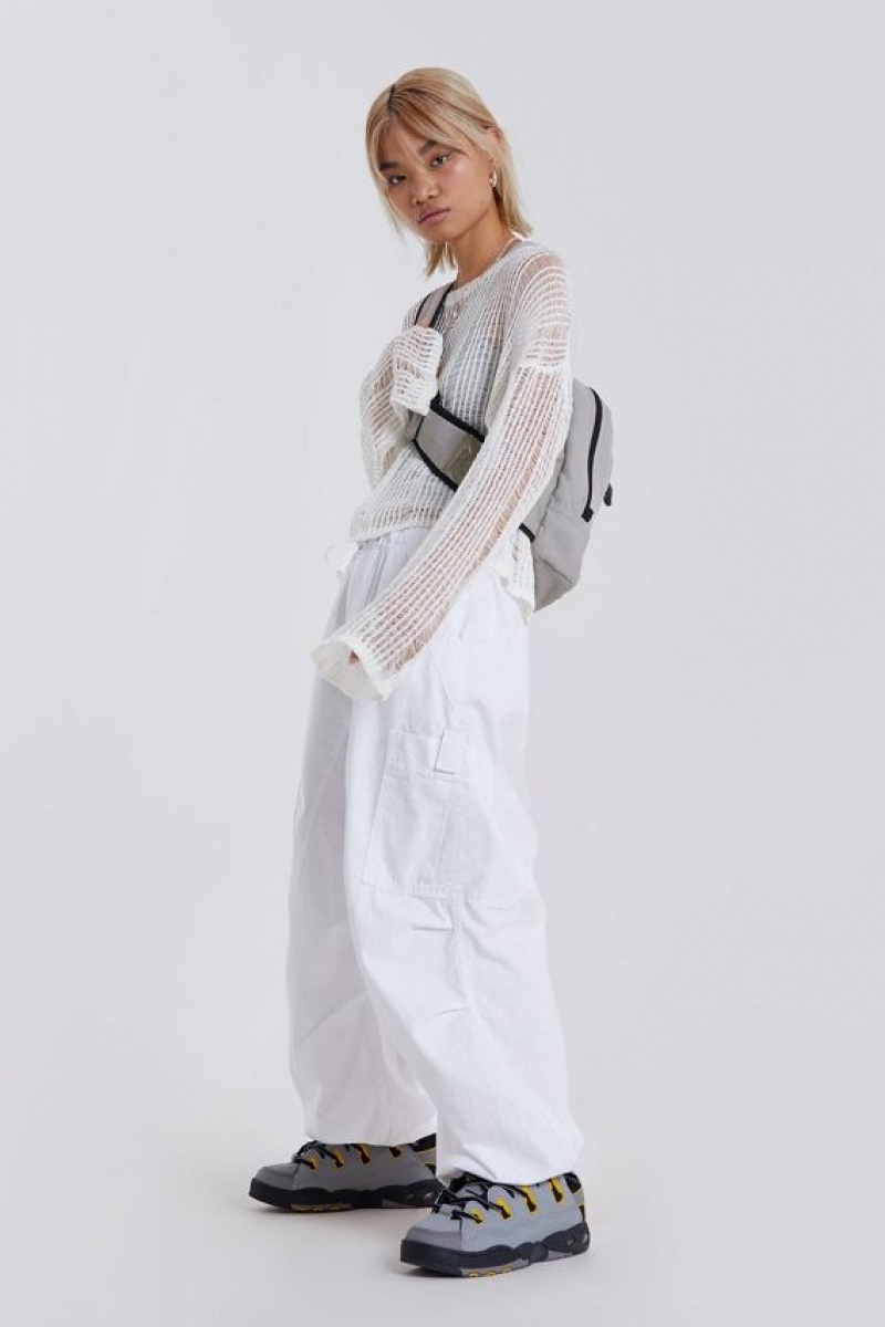 Jadedlondon White Parachute Cargo Pants | JADLDN24065