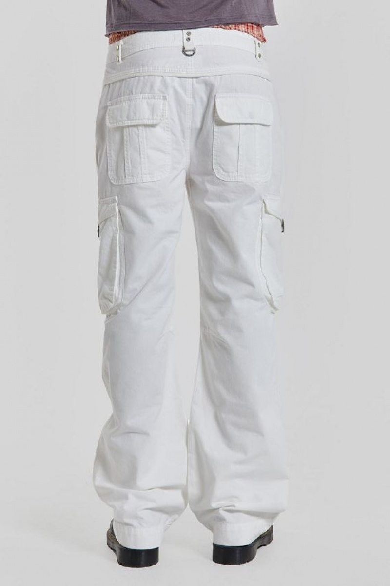 Jadedlondon White Straight Leg Cargo Trousers | JADLDN24768