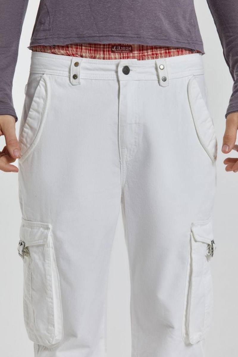 Jadedlondon White Straight Leg Cargo Trousers | JADLDN24768