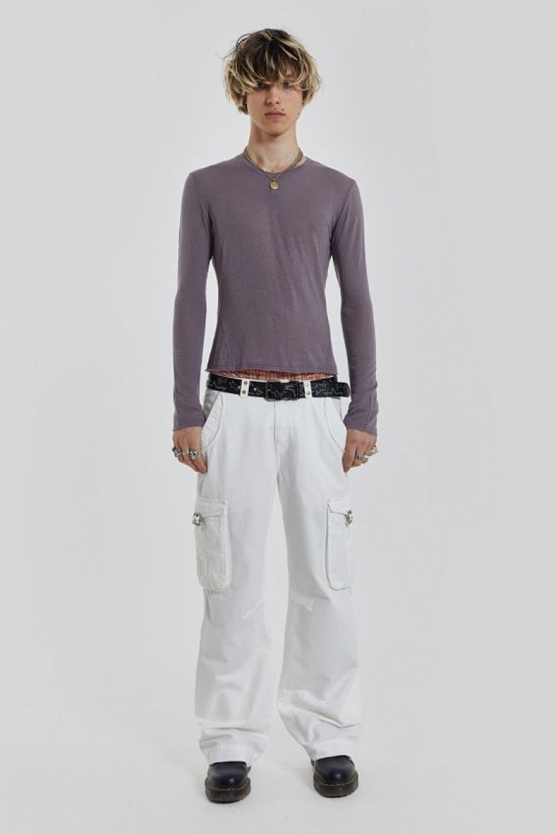 Jadedlondon White Straight Leg Cargo Trousers | JADLDN24744